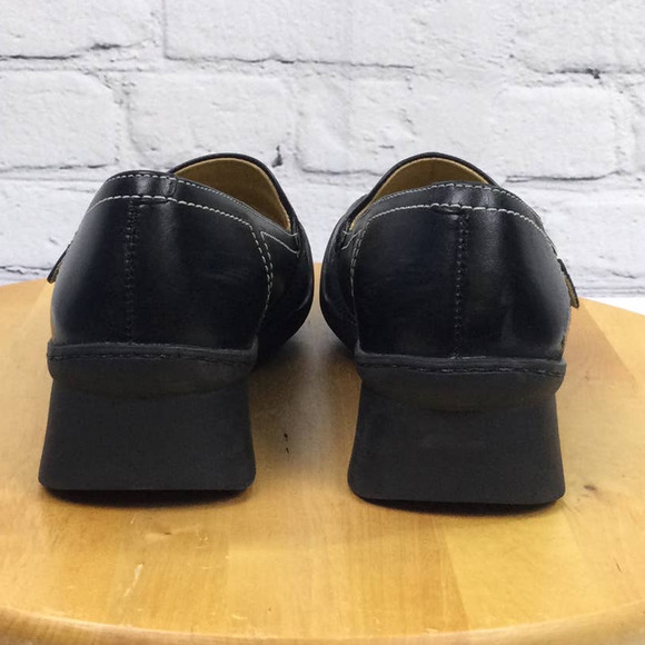 Indigo Women's Leather White Stitch Square Toe Buckle Slip On Wedge Loafer 7M - Picture 5 of 16